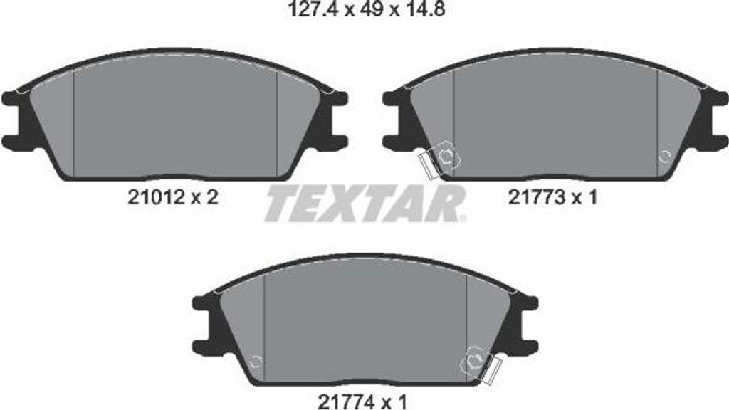 TEXTAR 2101202 Bremsbelagsatz, Scheibenbremse OE 45022SA6600 kompatibel mit S Coupe, Pony, Lantra, Getz, Accent