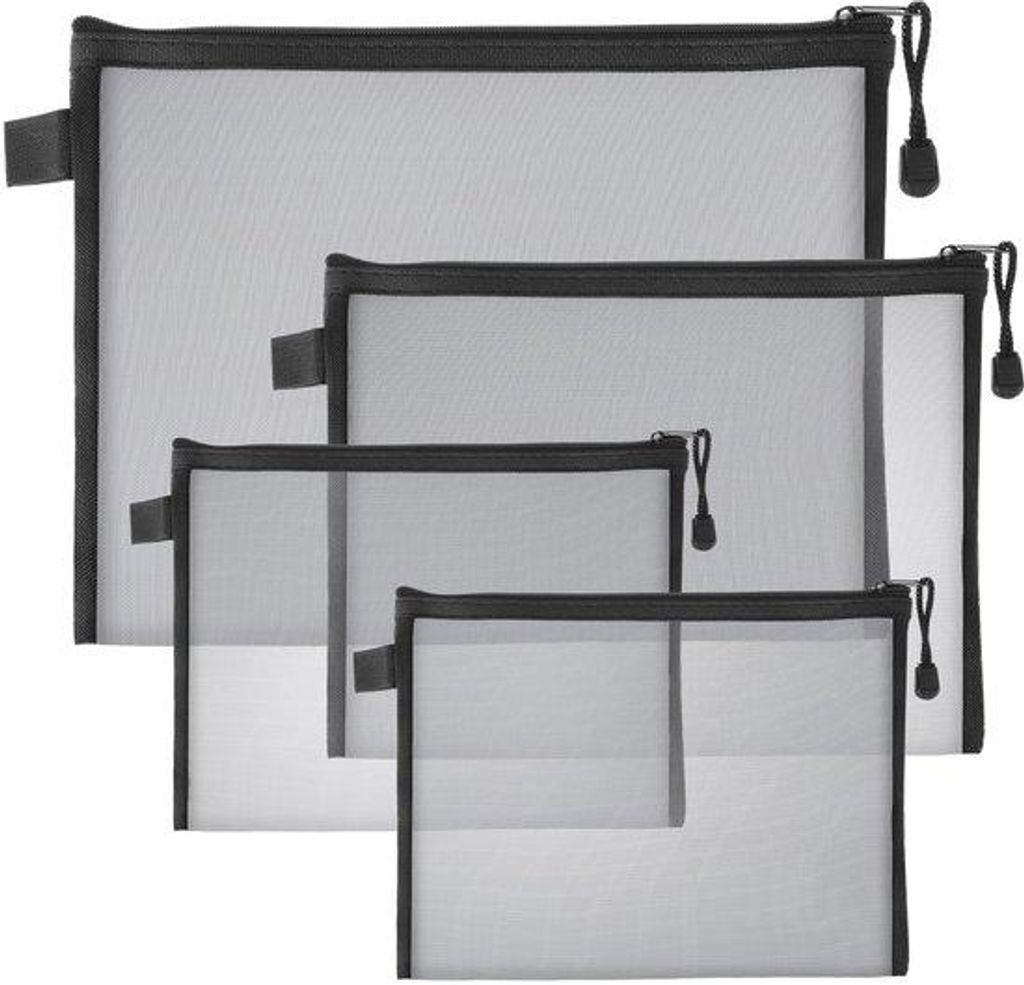 4-teilig Reise-Set mit Ripp-Taschen, 3-Teil-Mesh-Taschen, Mini-Makeup-Organizer, tragbarer Reisekoffer, Geldbörse mit Rippverschluss, für Kosmeti...