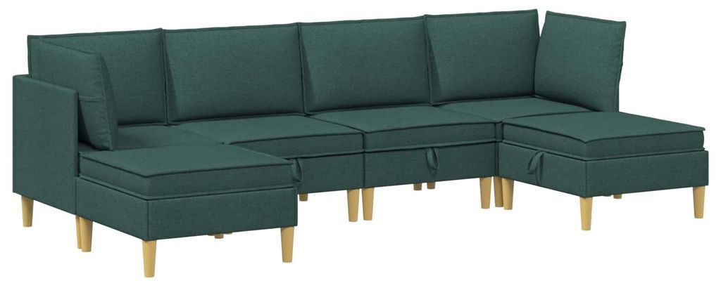 vidaXL Modular Sofa Set mit Stauraum 6 pcs Dunkelgrün Stoff