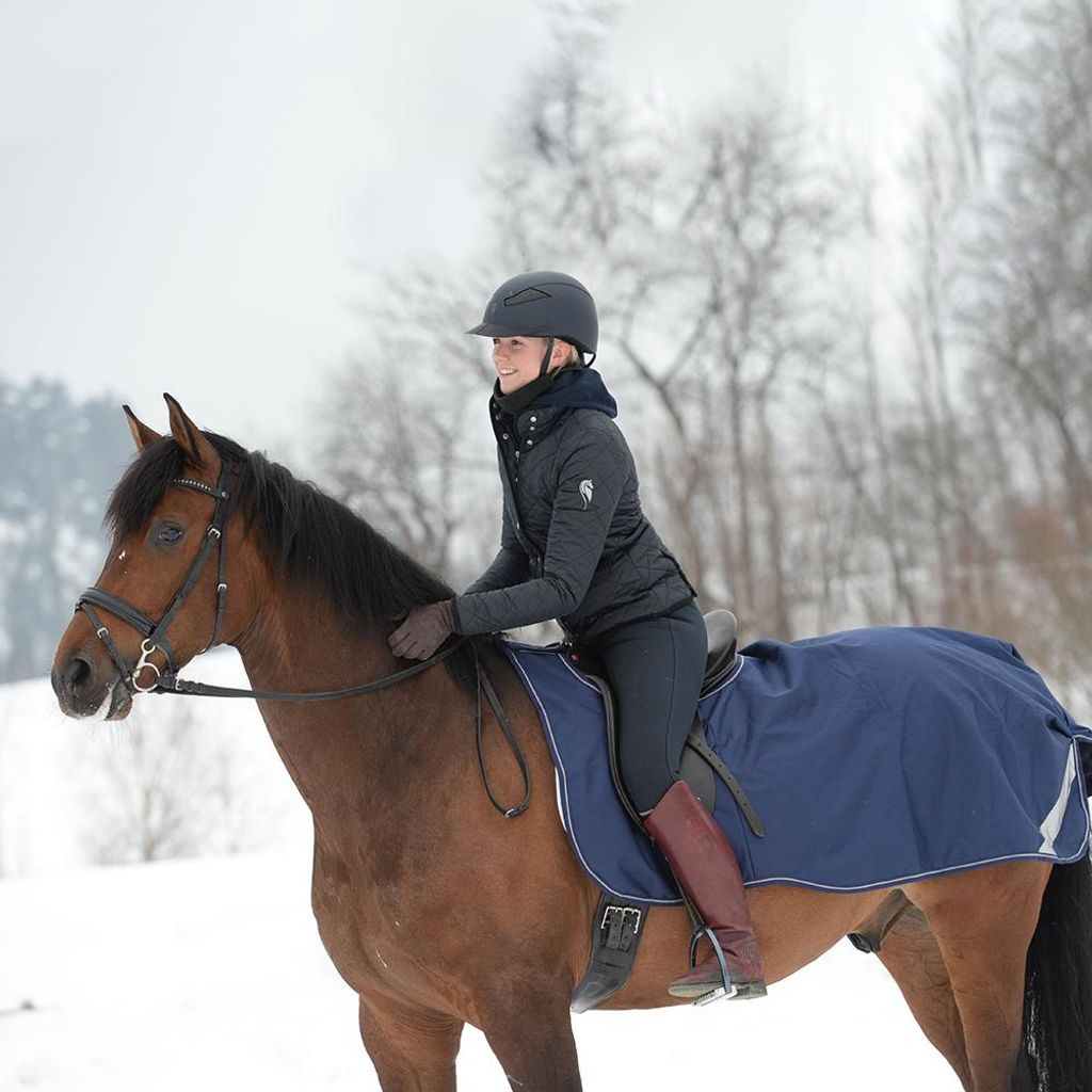 Bucas Riding Rug, Ausreitdecke, Outdoordecke, Farbe:Navy/Silver, Größe:XL