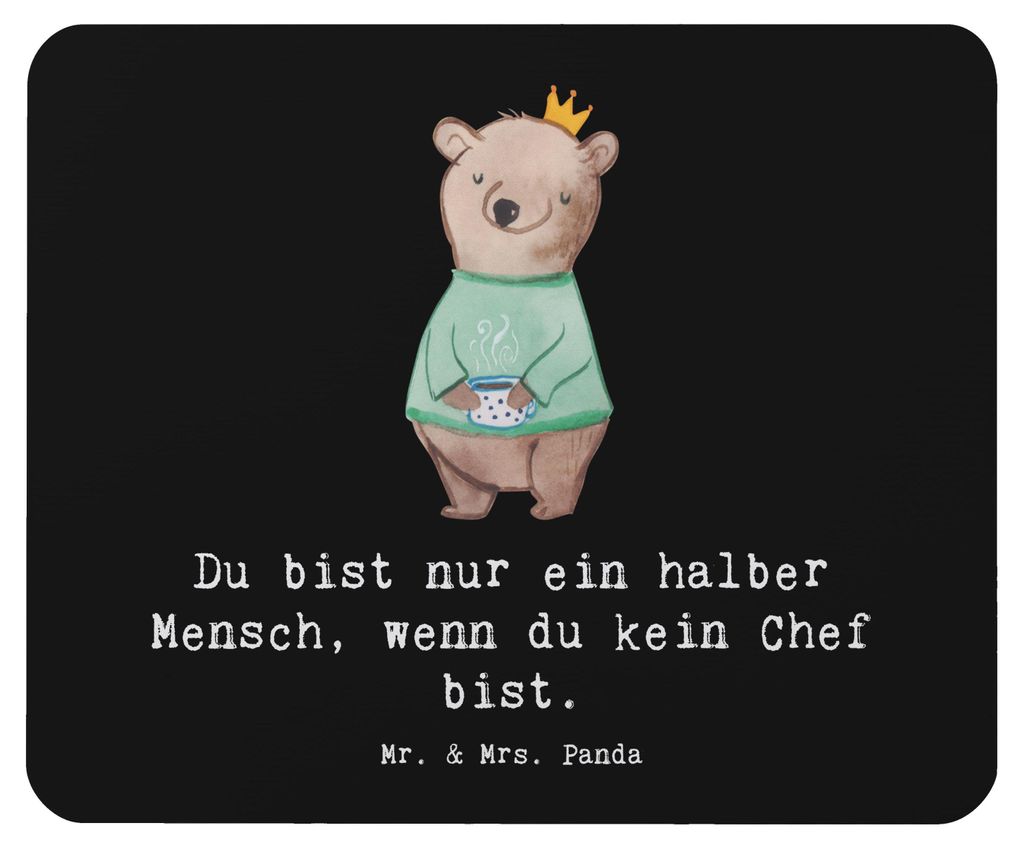Mr. & Mrs. Panda Mouse Pad Chef Herz - Schwarz - Geschenk, pc mausunterlage, Bester, Mauspad, Spruch, Leiter, computermatte, mousematte, CEO, Mousepad