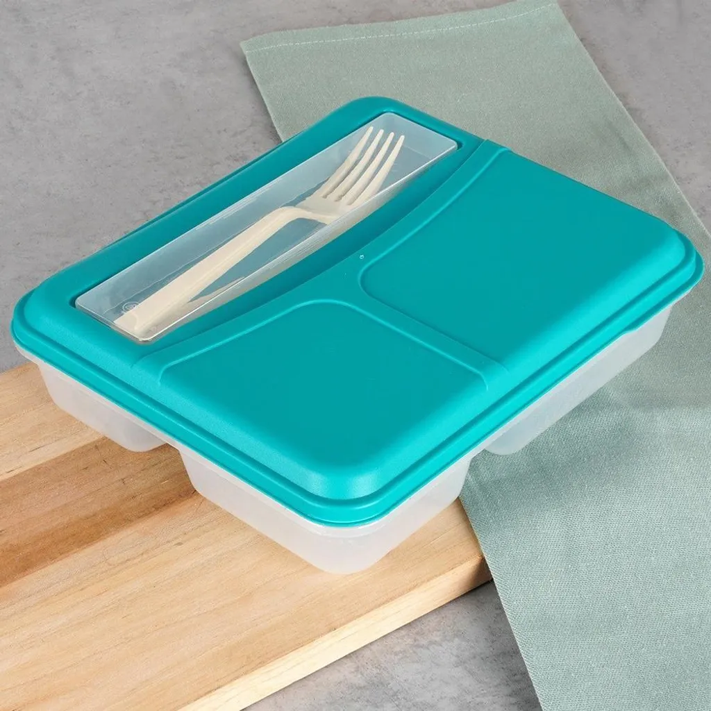 Lunch Box Design Minimalista: Contenitore Colazione Ermetico con Posate - 3