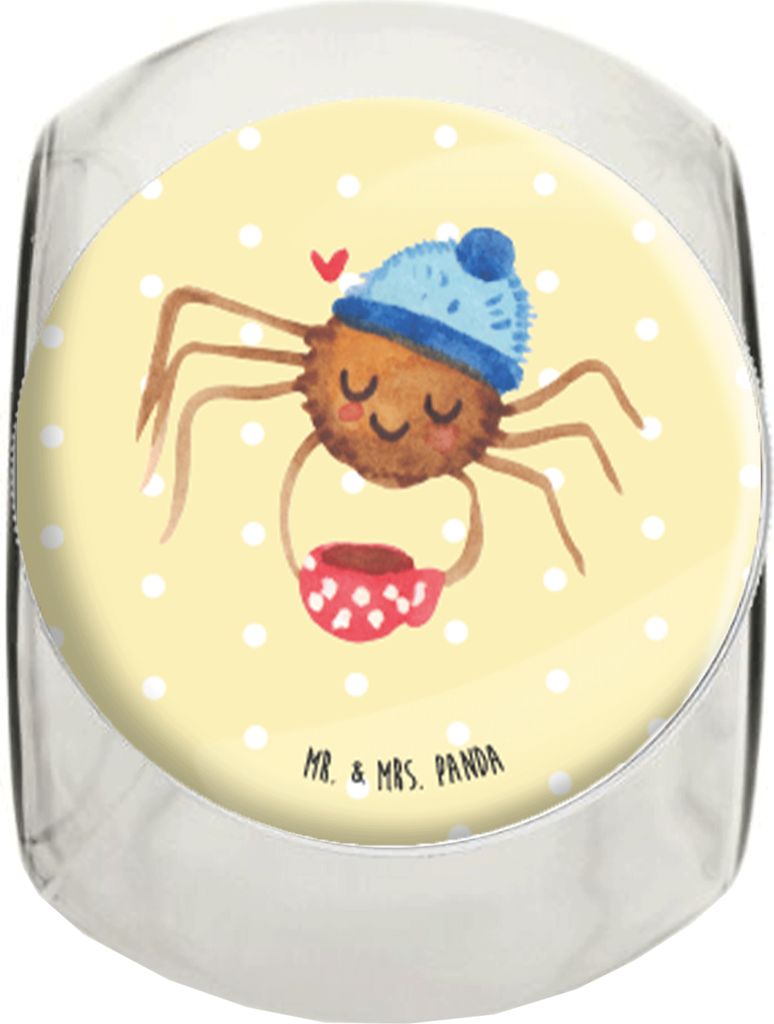 Mr. & Mrs. Panda Kaffeedose Spinne Agathe Kaffee L 870ml - Gelb Pastell - Geschenk, Frischhaltedose, Bonboniere, Vorratsdose, Vorratsglas, Morgen, ...