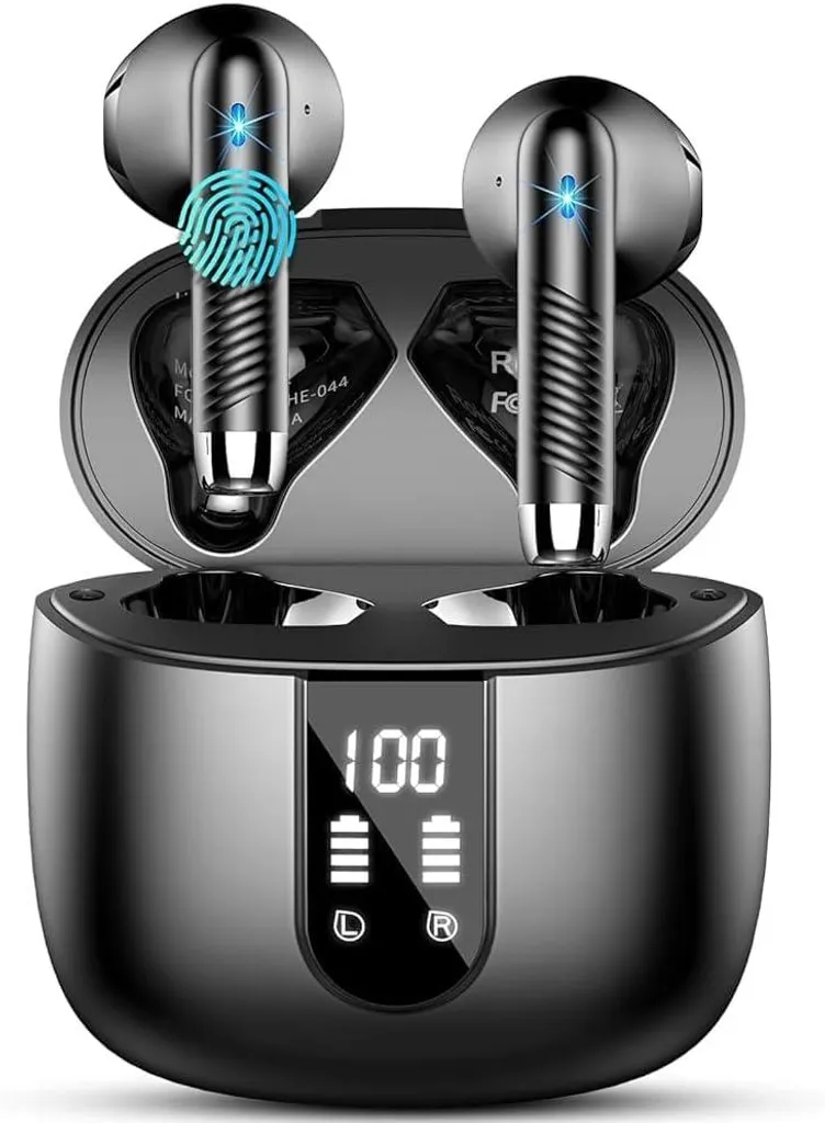 Bluetooth 5.4 In Ear Kopfhörer 2026 Kabellos 6D Tiefer Bass 4 ENC Mikrofone Noise Cancelling Earbuds 56Std USB-C IP7 Wasserdicht Sport