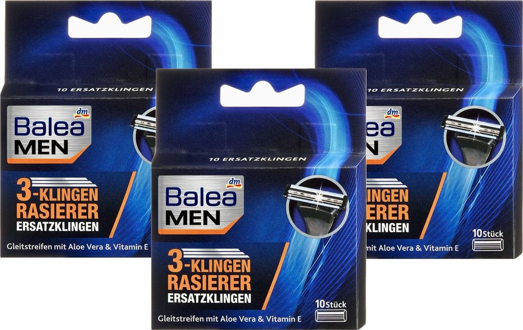 3 x  Balea MEN - 3-Klingen Rasierklingen  (3 x 10er Pack) Produktbild 