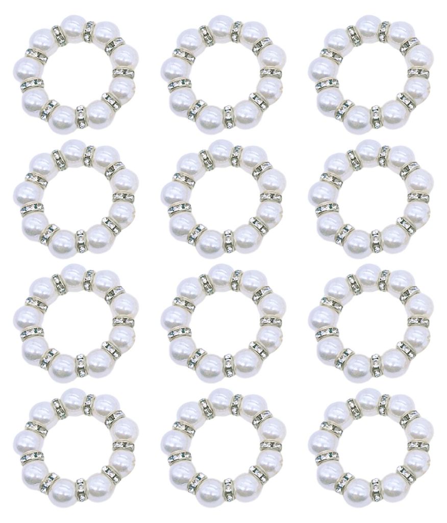 12-teiliges Set eleganter Serviettenringe mit Strasssteinen und Imitationsperlen – festliche Tischdekoration für Hochzeiten, Partys und Bankette