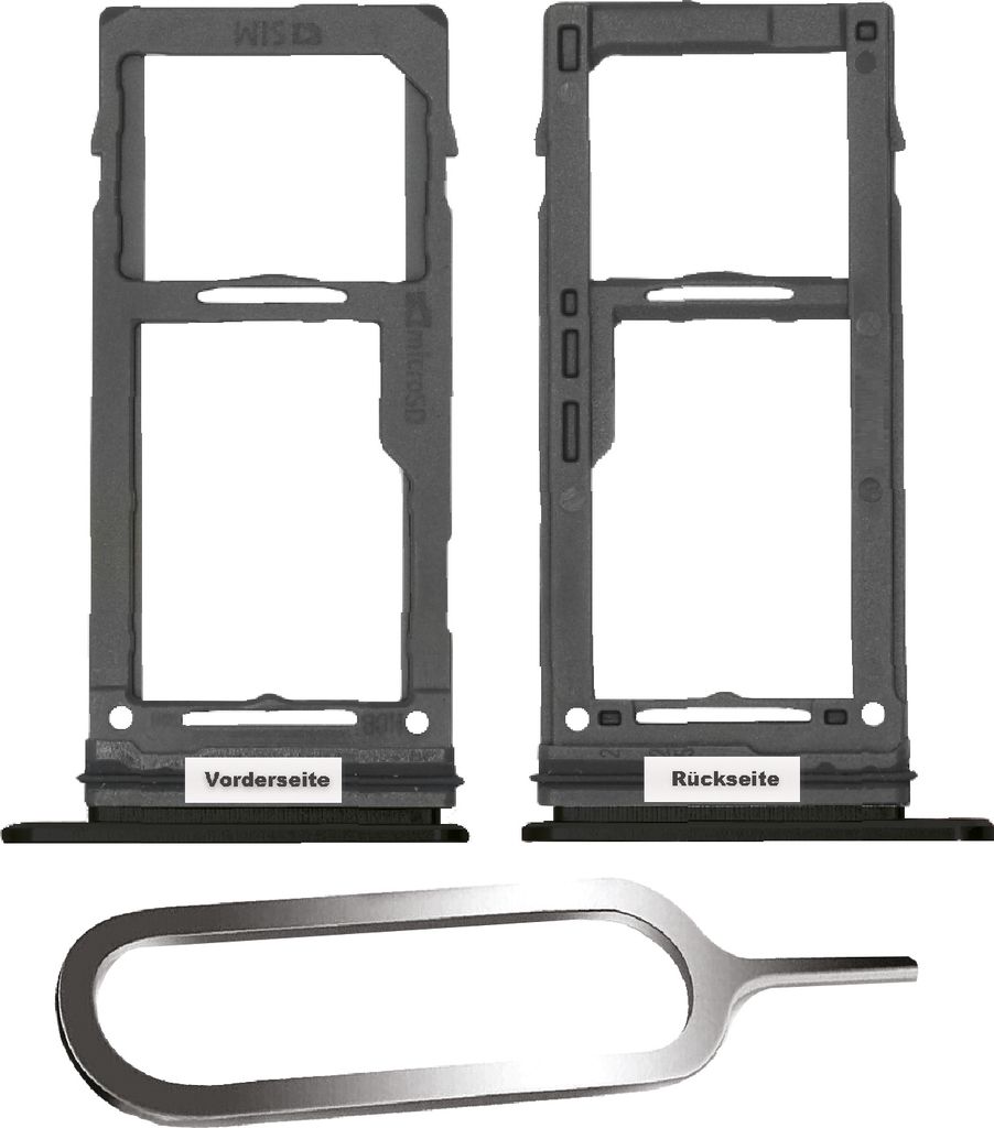 Samsung Galaxy S9 / Plus G960F G965F Sim Karten Halter Tray Adapter Fach Stecker Slot + Nadel Midnight Black Schwarz