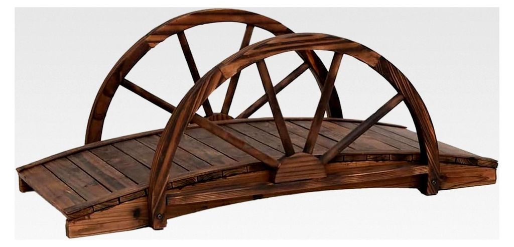 Gartenbrücke mit Rad-Design 99x50x38 cm aus massivem Tannenholz