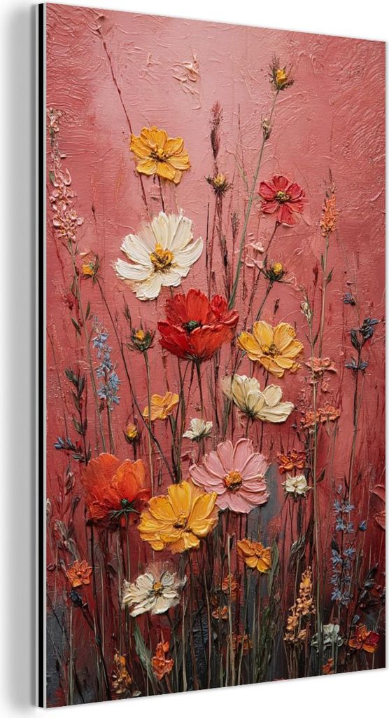 MuchoWow Wanddekoration Metall Metallbild Wandkunst 60x90 cm Blumenbouquet - Tiefe - Spürbare Textur MuchoWow Aluminium Gemälde - Wandbilder - Al...