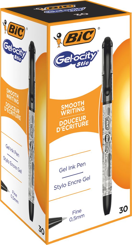 Bic Gelocity Stic Gelstifte Schwarz 0,5 mm - 30er Packung