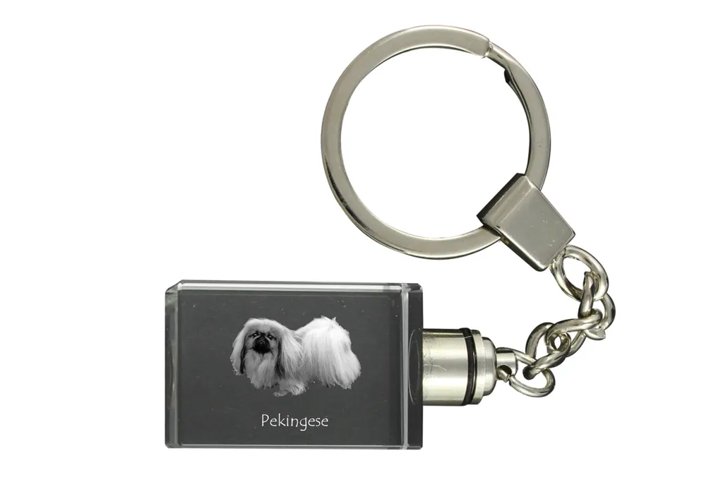Portachiavi Luminoso Pechinese Art-Dog Cristallo Inciso Laser