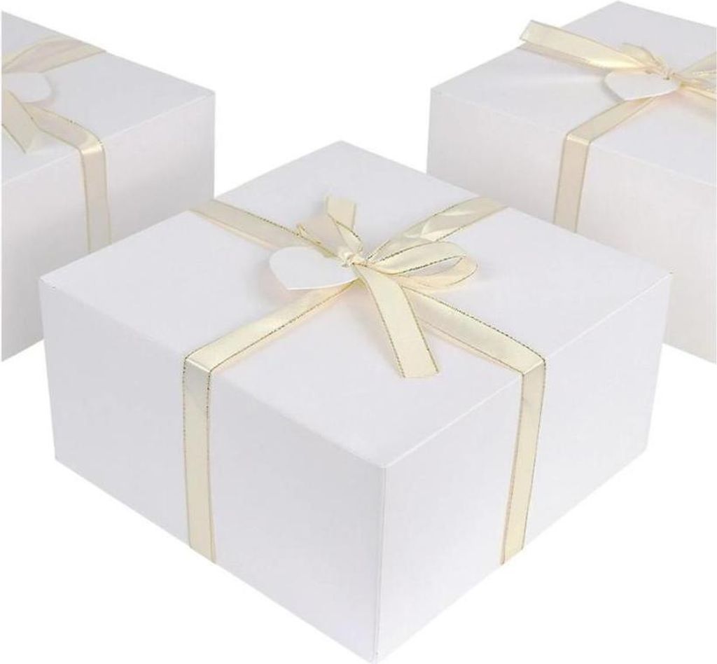 10 Stück weihnachtliche Kraftpapier-Geschenkboxen mit Deckel, 8x8x4 Zoll, weiße Kartonboxen für Brautjungfern-Vorschlagsboxen als Hochzeitsgesch...