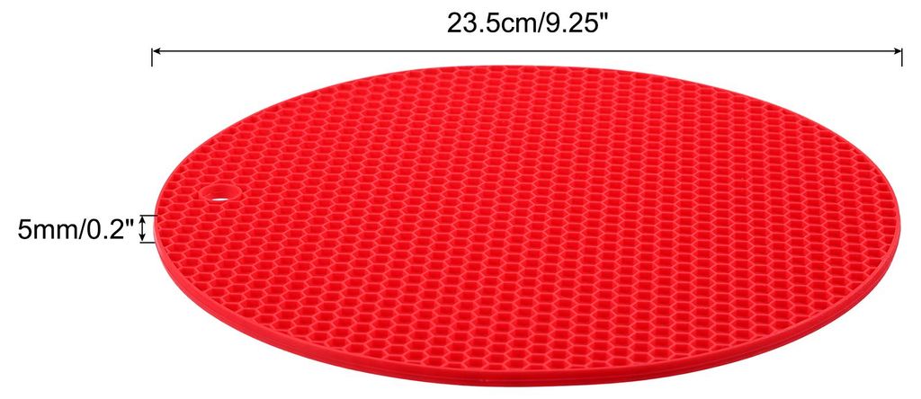 Silikon Untersetzer Matten 23.5cm/9.4" Rund Geformt Rutschfest W?rme Isoliert Hei? Topf Matte fš¹r Kš¹che Theke Tisch Flexibel Matten Rot