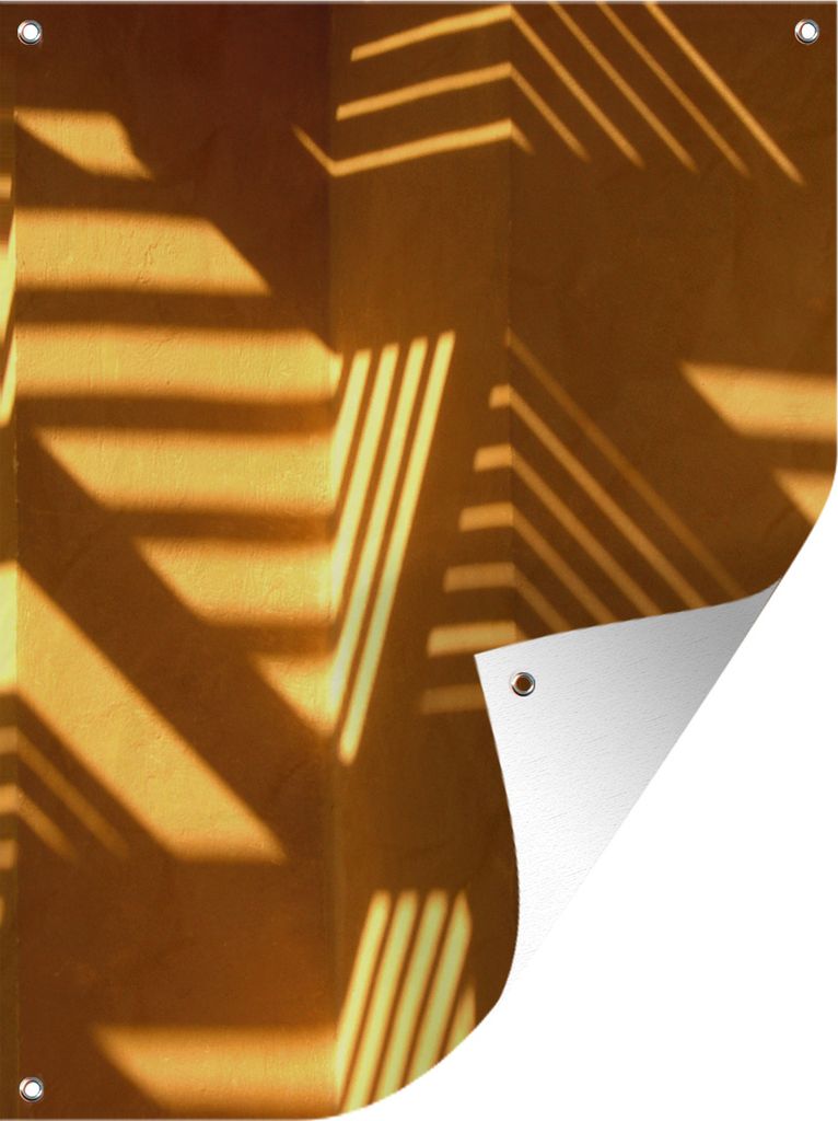 MuchoWow 60x80 cm Outdoor-Poster Gartendeko Sichtschutz Garten Poster für den Garten Abstraktes Licht und Schatten auf einer gelben Wand