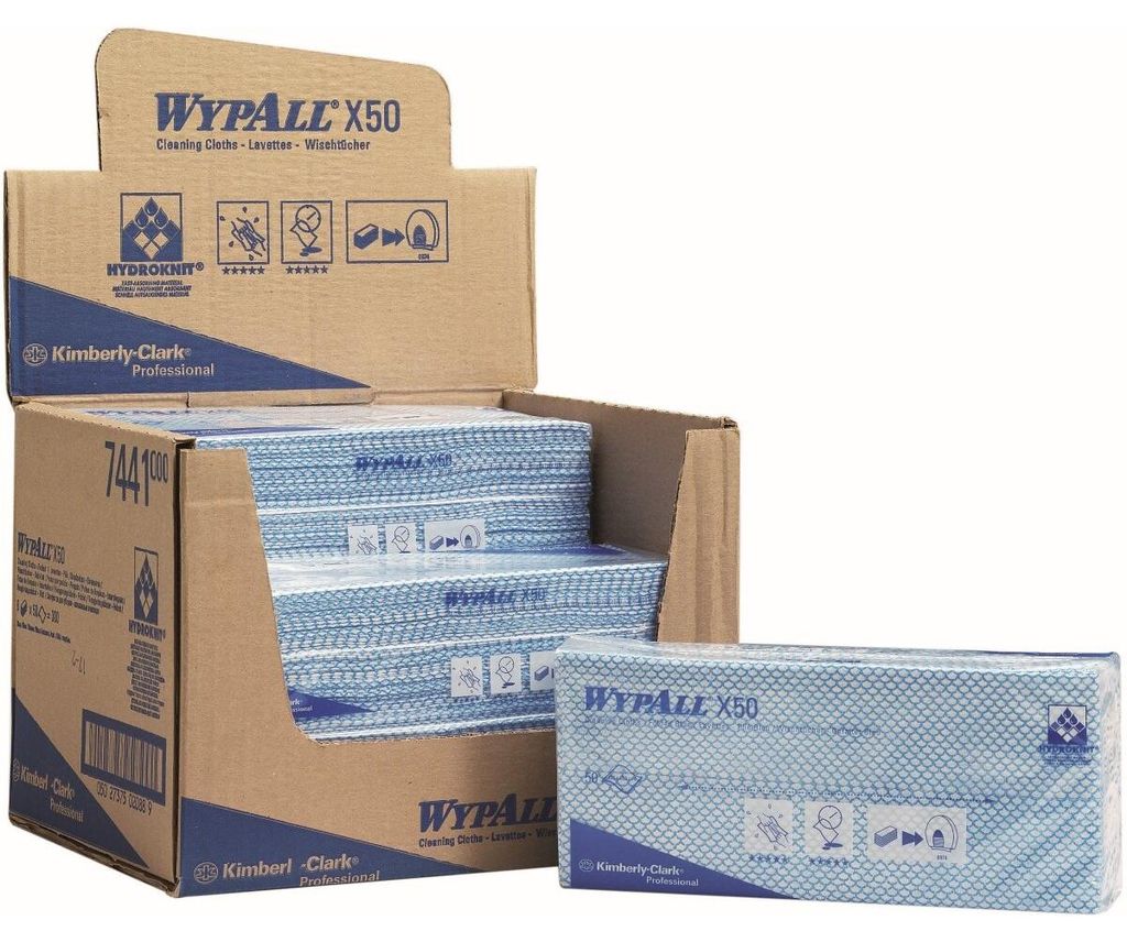 Utěrky Wypall X50 1vrstvé 41,6 x 24,5 cm Interfold modré Obrázek produktu 