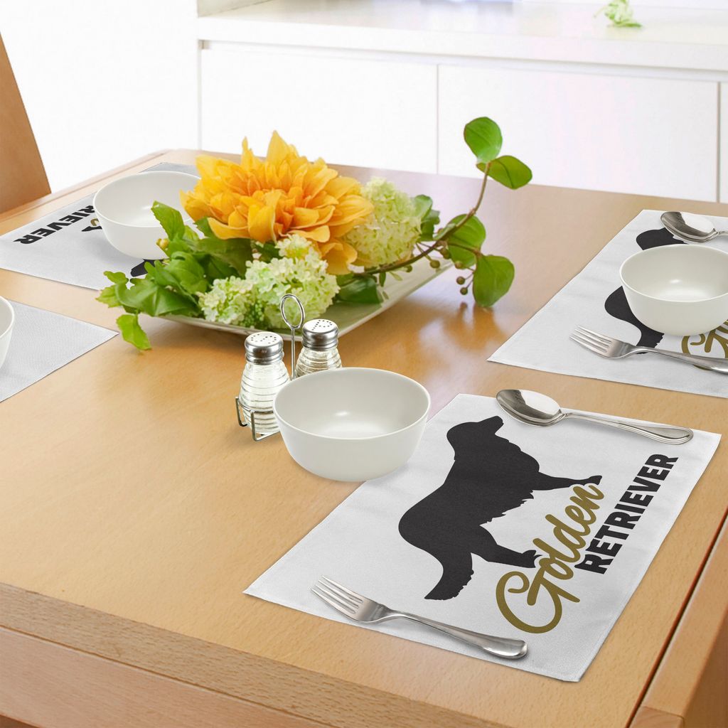 ABAKUHAUS Golden Retriever Platzmatten, Reinrassiges Hundeschwarzes Schattenbild mit Handschriftlicher Art-Aufschrift, Tiscjdeco aus Farbfesten Sto...
