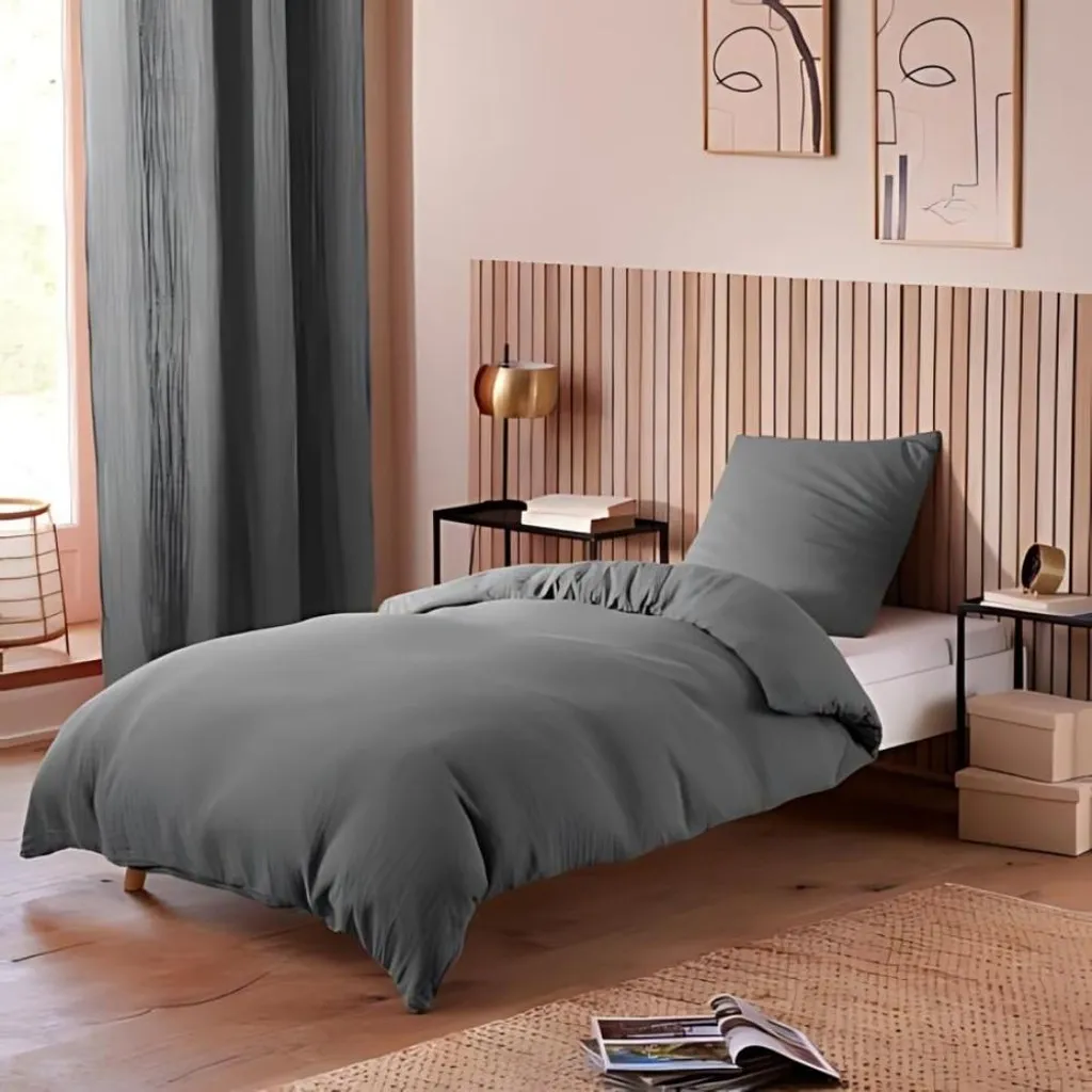 Dormez enfin au frais avec cette parure de lit respirante anthracite