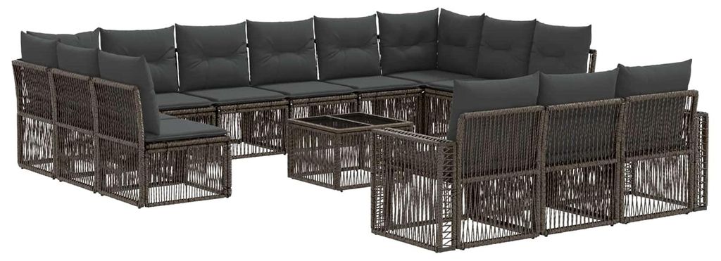vidaXL Gartensofa-set 14 pcs Grau und Dunkelgrau Poly-Rattan
