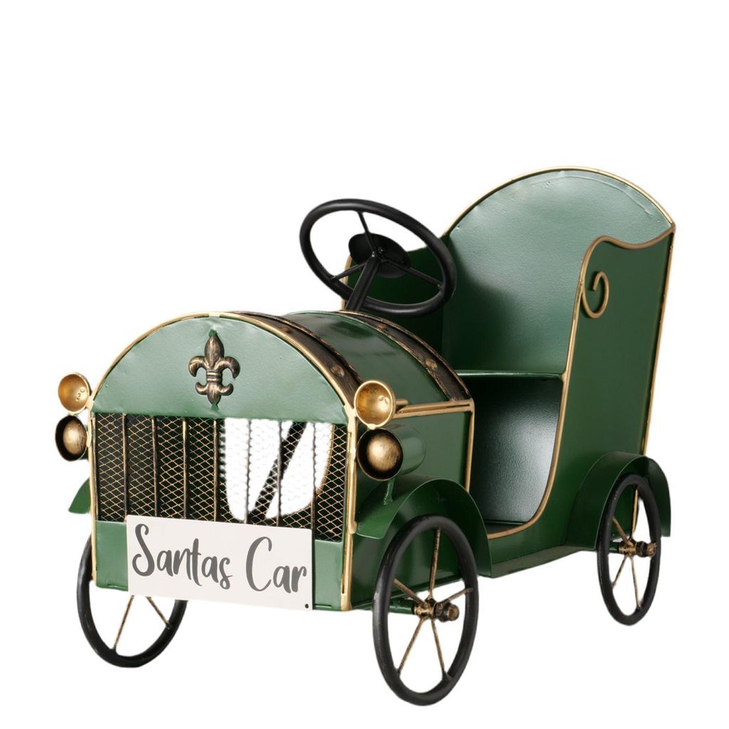 Weihnachtsmann SantasCar Weihnachtsdeko Auto Vintage 51cm