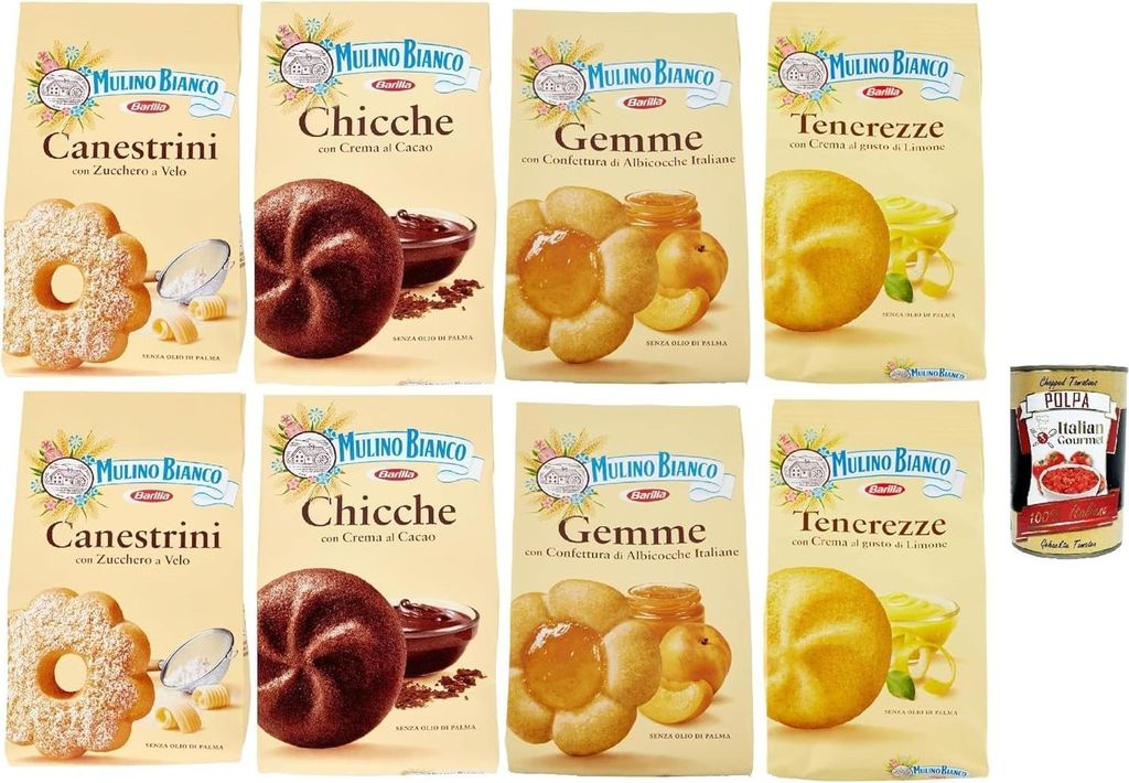 Italian Gourmet Kekse Mix Frühstück & Snack 8×200 g Italienisches Gebäck Vorteilspack Familienpack Butter- Kakao- Frucht- & Zitronenkekse für ...