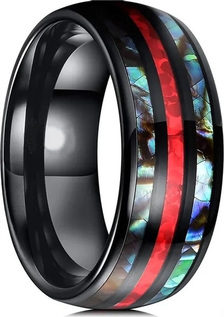 Reuben Ring - Eleganter Herrenring in Schwarz und Rot, 65mm KP32096