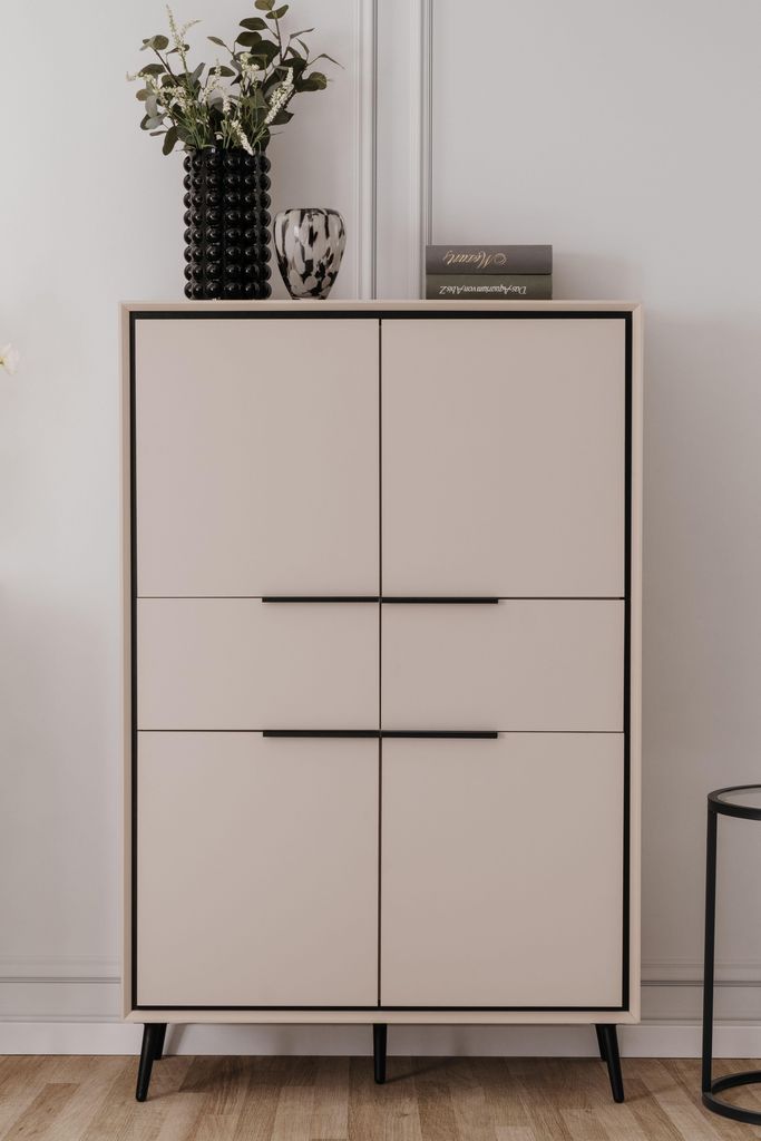 Highboard Kommode Arona | sand / schwarz Produktbild 