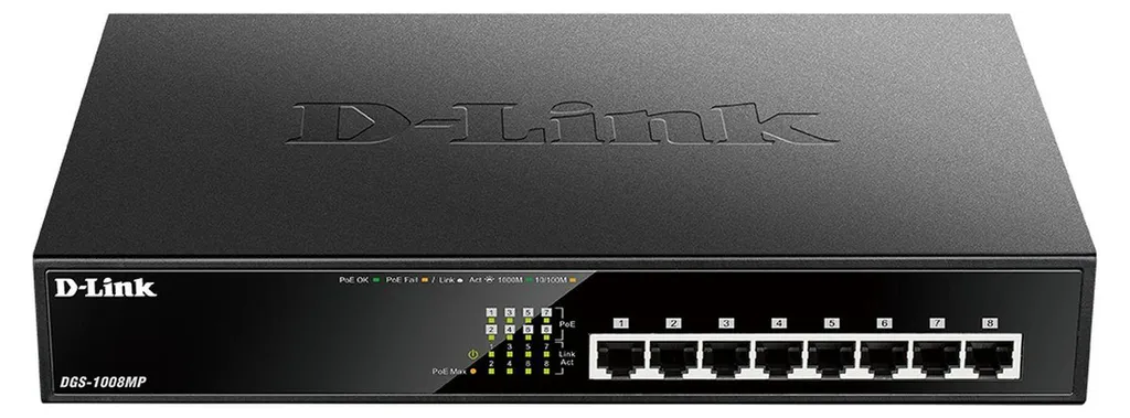 Switch D-Link DGS-1008MP 8 Ports Gigabit PoE+ 125W Desktop 280mm