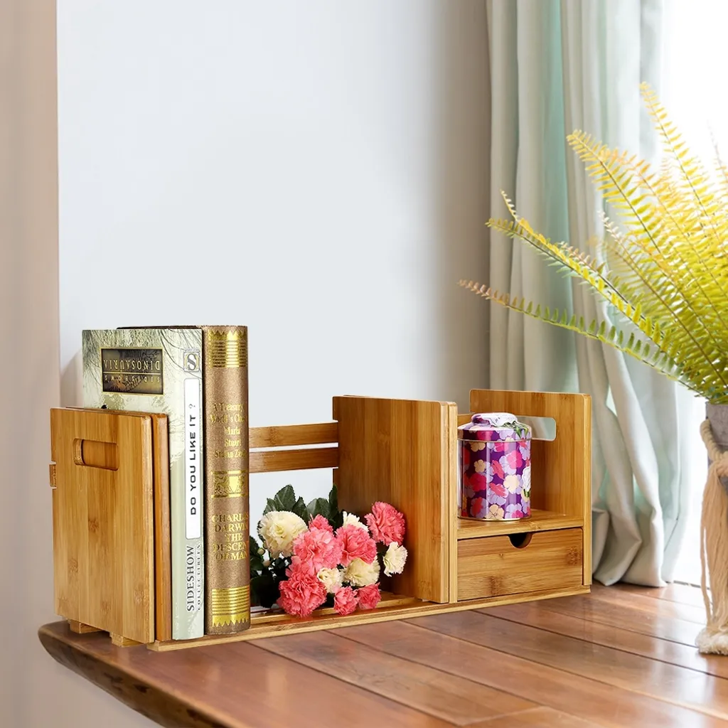 Dites Adieu au Désordre avec cette Étagère de Bureau en Bois Extensible
