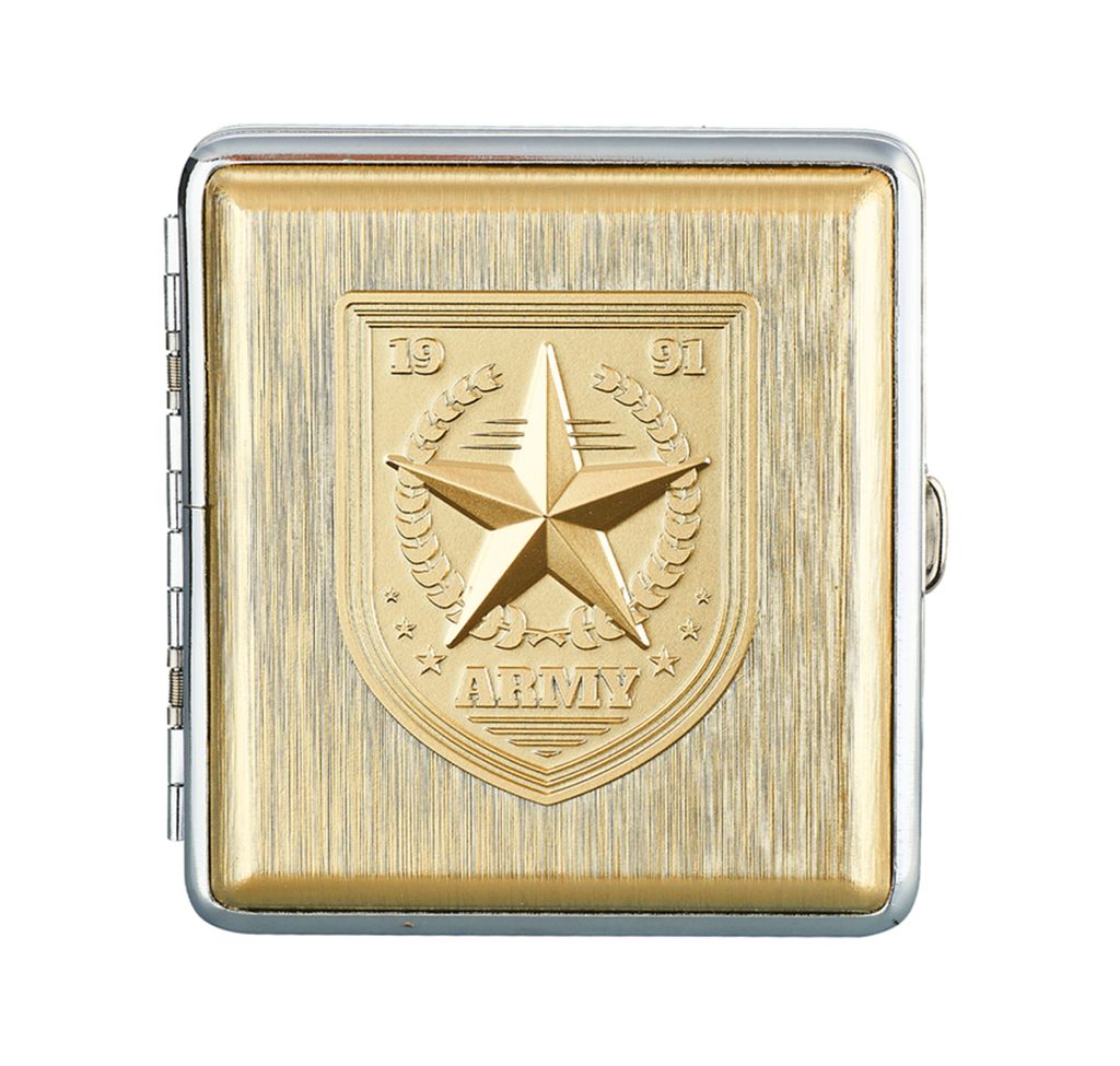 ZIGARETTENETUI "ARMY" für 20 Zigaretten aus Metall Zigarettenbox Zigarettendose Etui Case Box Dose Hardcase 93 (Gold-Army)