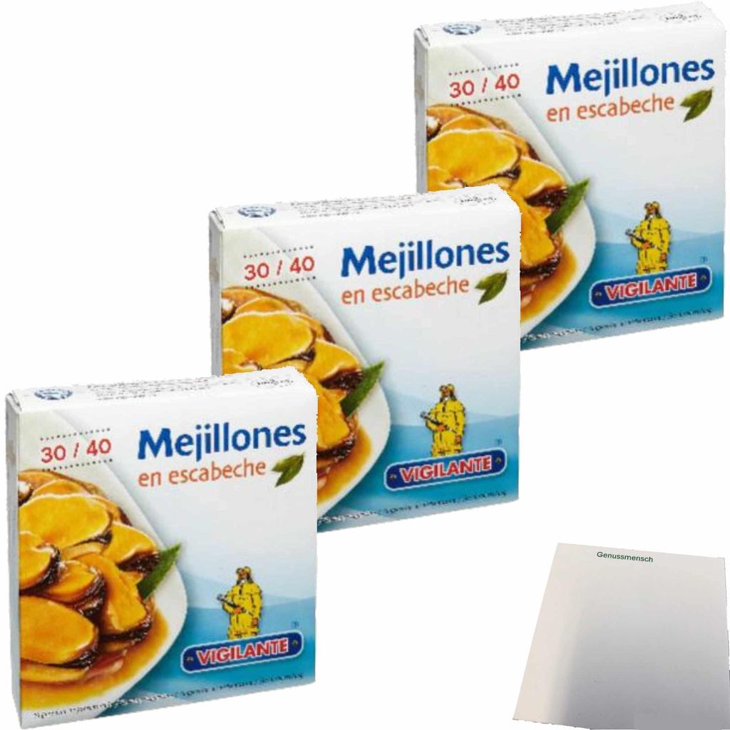 Vigilante Pfahlmuscheln In Marinade - Mejillones En Escabeche (3x280g Dose) + usy Block