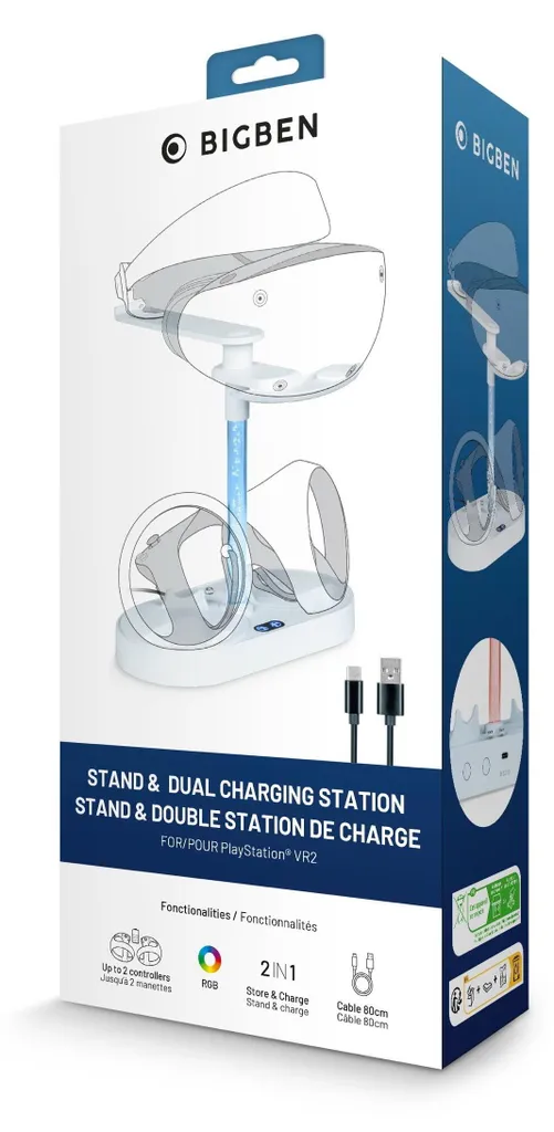 Bigben stazione di ricarica per 2 Playstation 5 VR2 Supporto per caricatore con cavo di ricarica BB021127