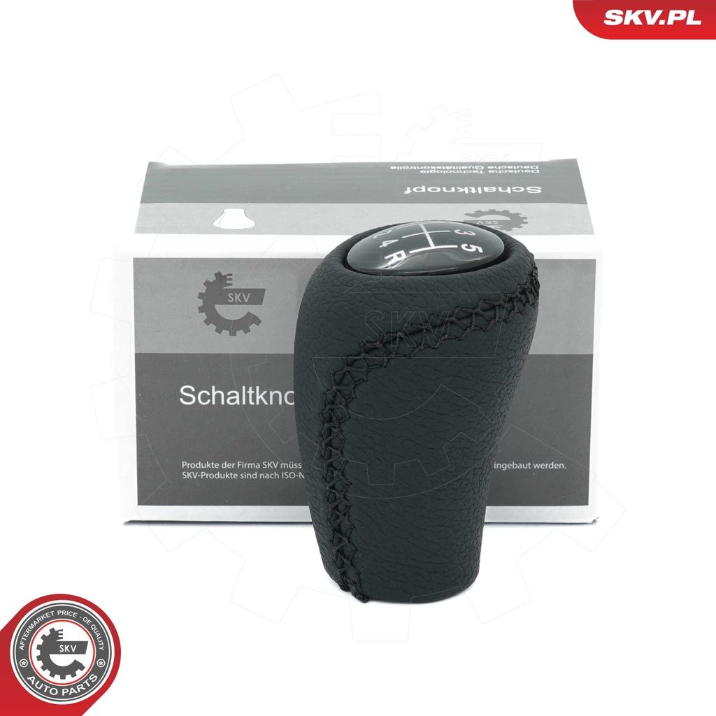 ESEN SKV Schaltknauf Schalthebelknauf Schwarz Leder 5-Gang für MAZDA 5 (CR19) 3 (BK) 6 Kombi (GH) 3 (BL) 5 (CW) CX-7 (ER)