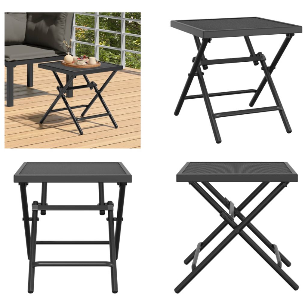 vidaXL Gartentisch Klappbar Anthrazit 38x38x38 cm Stahlgitter - Klappbarer Gartentisch - Klappbare Gartentische - Gartentisch - Outdoor Tisch