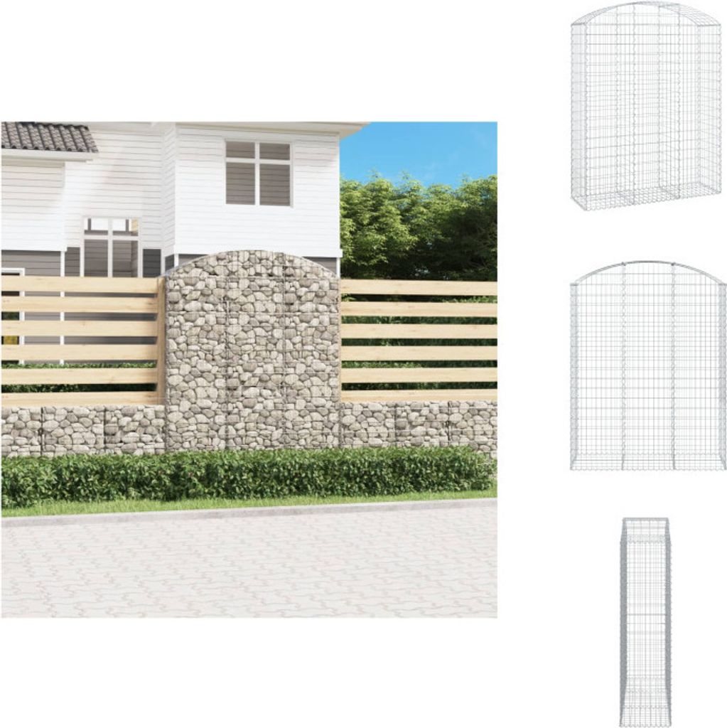 vidaXL Gabione mit Hochbogen 150x50x180/200 cm Verzinktes Eisen - Blumentöpfe & Pflanzgefäße