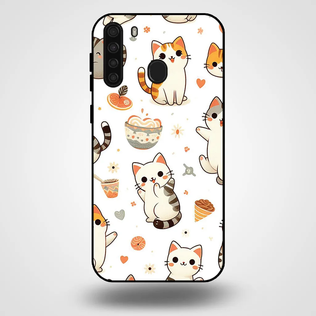 Smartphonica Custodia per Samsung Galaxy A21 con stampa di gatti - Custodia posteriore in TPU con disegno di gatti