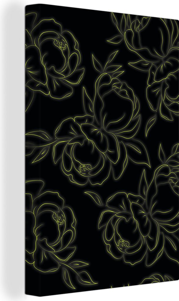 OneMillionCanvasses - Leinwandbilder - 90x140 cm, Blumen - Rosen - Muster - Neon, Wandbilder Kunstdruck Wanddekoration - Foto auf Leinwand - Gem...