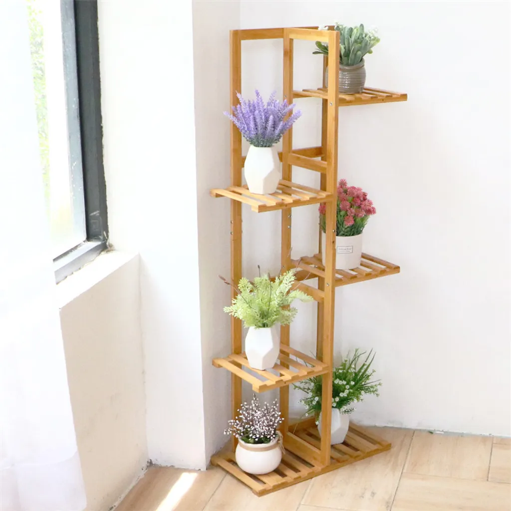 Étagère à plantes en bois 6 niveaux, support fleurs vertical 40x20x102cm