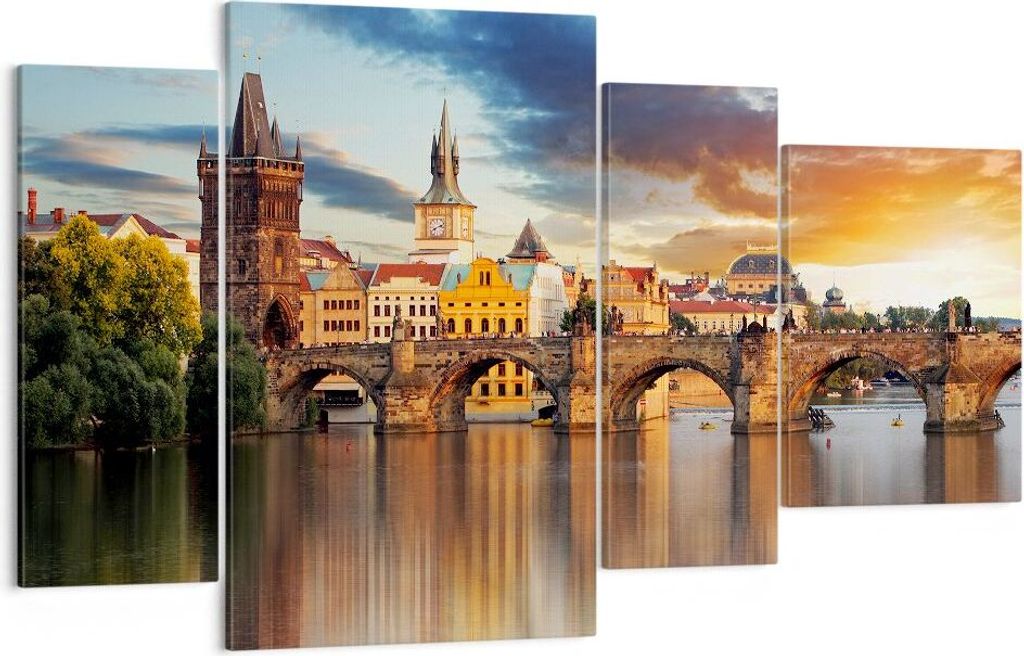 Bild auf Leinwand - Leinwandbild - Prag brücke geschichte fluss - 120x70cm - Wand Bild - Wanddeko - Leinwanddruck - Bilder - Kunstdruck - Wanddeko...