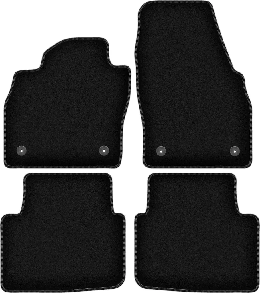 Tappetini in velluto per Skoda Scala (2019-, hatchback) neri, set 4 pz, con fissaggi