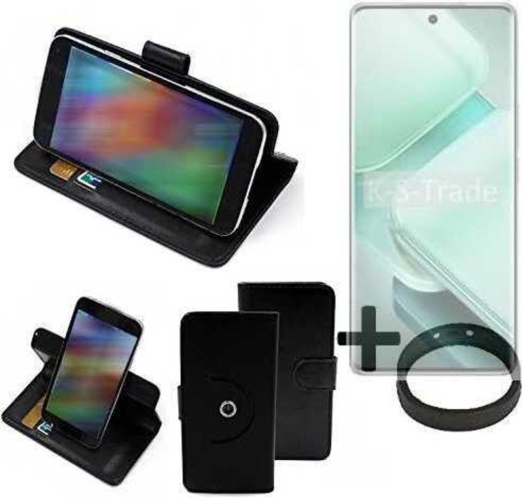 K-S-Trade Case Schutz Hülle kompatibel mit Vivo V40e + Bumper Handy Hülle Flipcase Smartphone Cover Handy Schutz Tasche Walletcase schwarz