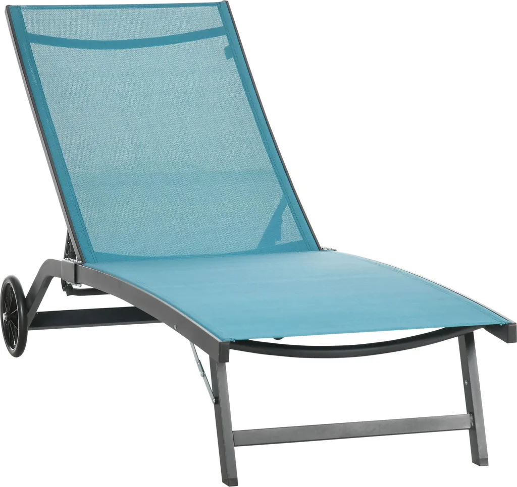 Bain de soleil de jardin en aluminium bleu avec dossier inclinable
