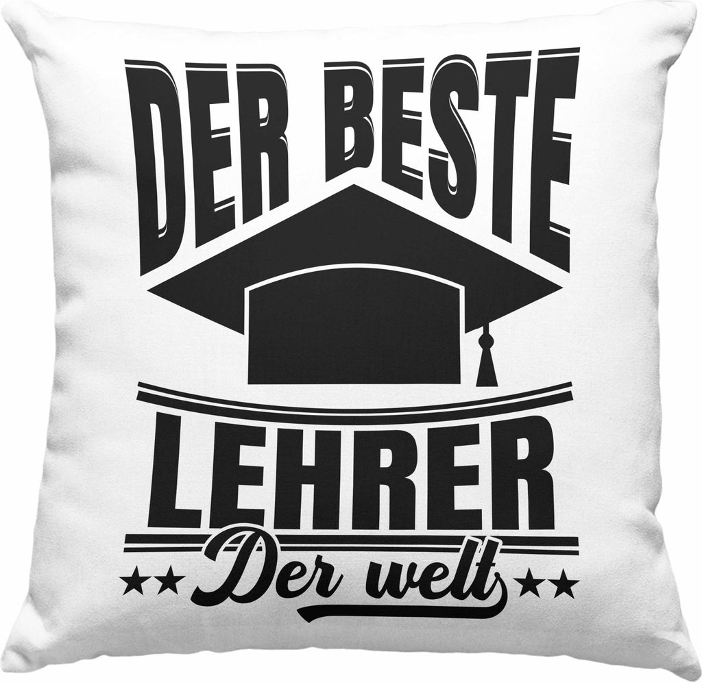 Trendation - Der Beste Lehrer Der Welt Deko-Kissen mit Füllung 40x40 Geschenk Abschied Abschiedsheschenk Lehrer Abi Abitur Spruch (Grün)