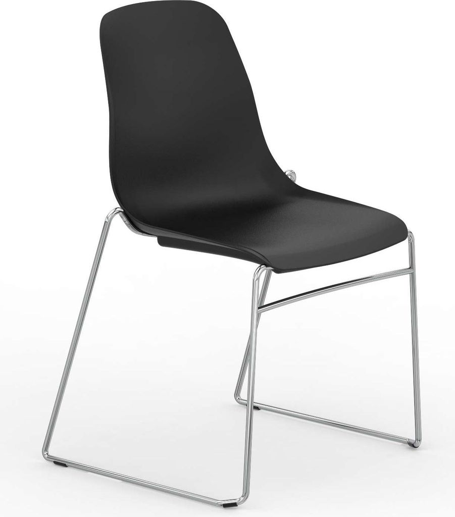 VERSEE V1803 Besucherstuhl Schwarz aus Kunststoff – ergonomischer Konferenzstuhl, komfortabler Wartezimmer- & Besprechungsstuhl, bis 120 kg belas...