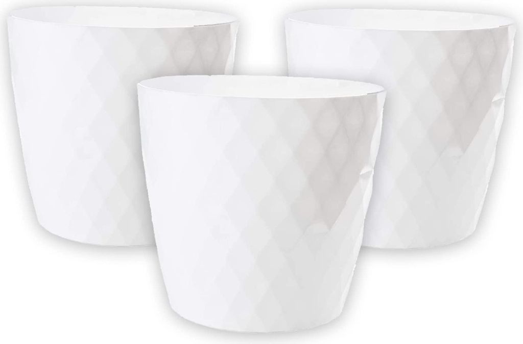 Elegante Blumentöpfe weiß 3er Set, Übertopf für Innen & Außen, mit Abzugsloch