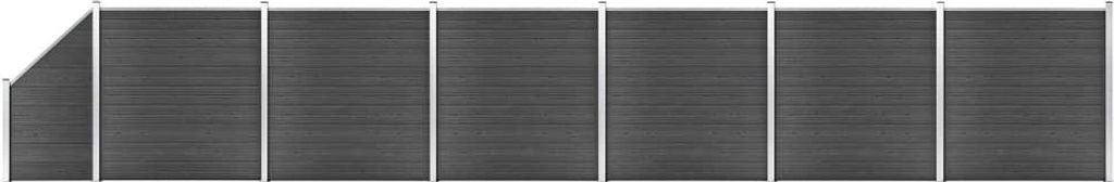 The Living Store Zaunelement Set WPC 1138x(105-186) cm Schwarz