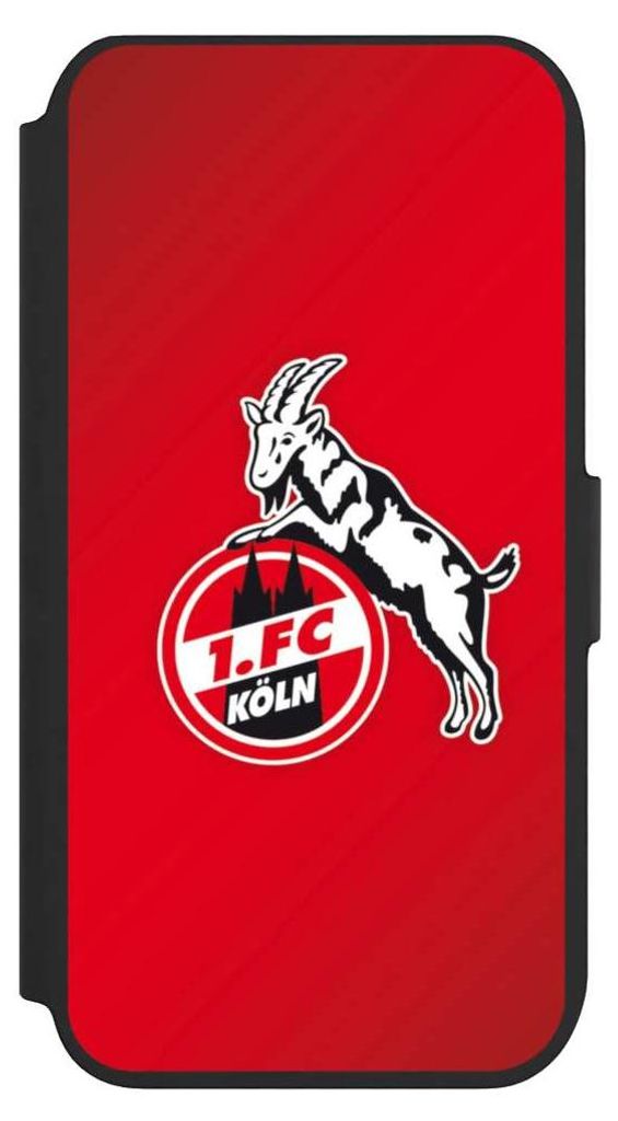 NIVOCASE Klapphülle für Apple iPhone SE (2022) Handyhülle aus Kunst Leder NIVOflip schwarz 1. FC Köln EffZeh Offizielles Lizenzprodukt