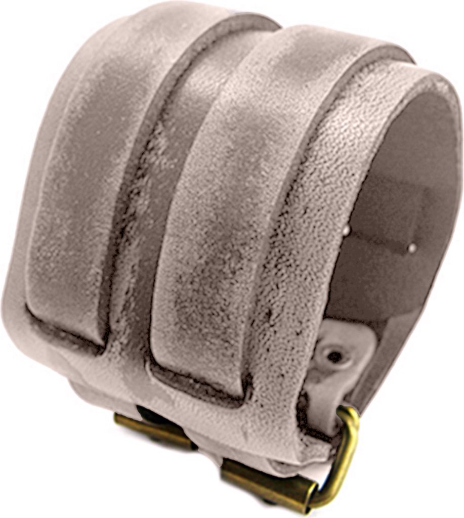 Herren-Armband, 2 Schichten, breites Band, Schmuck, verstellbarer Armreif aus Kunstleder für den Alltag-Khaki