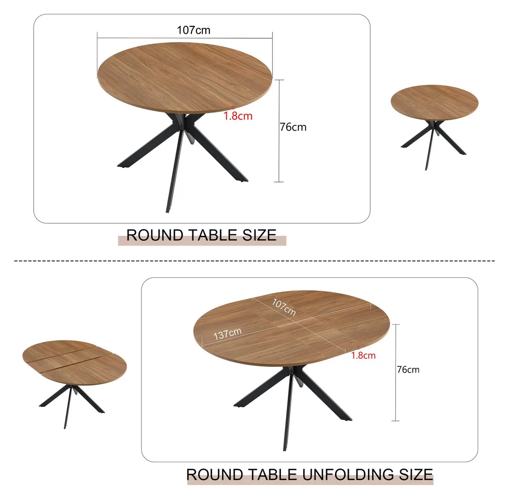 Table extensible gain de place en noyer et métal pour petits espaces - 7