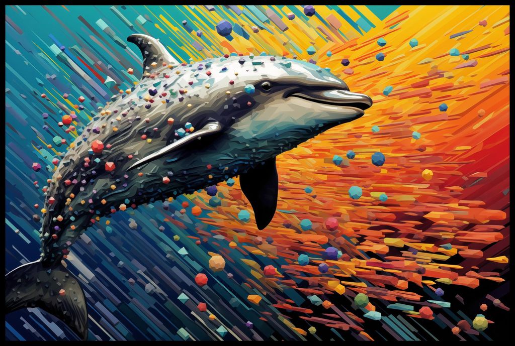 Plakat 91,5x61cm Delphin in der Farbpalette