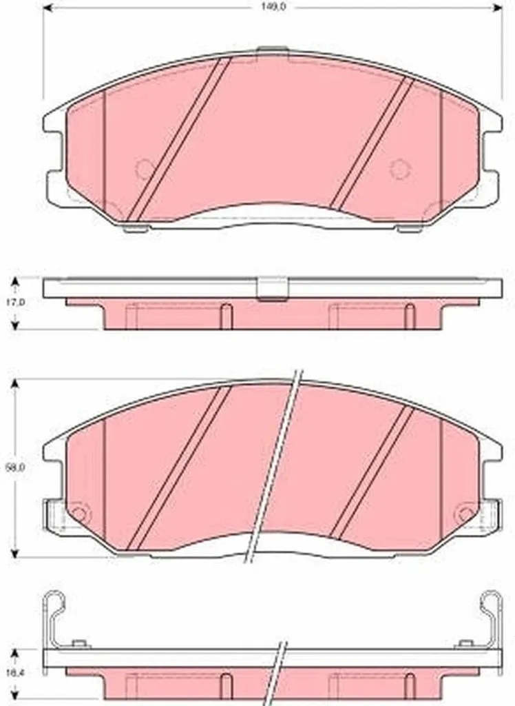 Plaquettes de frein sans bruit TRW GDB3257 pour Hyundai Santa Fe I (SM)